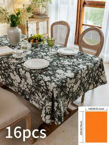 1 件美式乡村复古风格桌布，绿色花卉提花设计，长方形餐桌、茶几、电视柜罩，适合节日、派对、婚礼、家居和宿舍装饰 - 墨綠色 - 查看 19