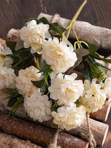 20 Heads Luxury Silk Hydrangea Bouquet Real Touch Artificial Flowers For Wedding Centerpieces, Bridal Shower, Home Table Decor - 白色 - 查看 4