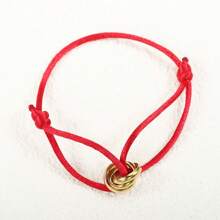 1 Pieza Brazalete de acero inoxidable ajustable hecho a mano con 3 círculos huecos, joya minimalista unisex como regalo para parejas