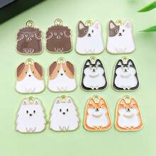 5/12 件可爱珐琅狗饰品卡通宠物狗动物吊坠适用于 DIY 手链项链耳环钥匙扣珠宝制作工艺品配件 - 彩色 - 查看 6