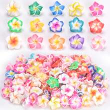 10/60/100 Pcs Polymer Clay Flower Beads 3D Plumeria Floral Small Spacer Beads Cute Flower Charm Beads 15-16mm For Crafts DIY Jewelry Making Supplies