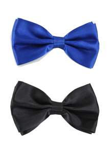 1 Stück Unifarben Business-Fliege mit verstellbarem Clip-Kragen-Accessoire für Hochzeitspartys oder Trauzeugen. ABSCHLUSSFEIER-SAISON, BÜHNENAUFFÜHRUNG, SCHWARZE SATINFLIEGE (GROSSE GRÖSSE 12*6,5CM)