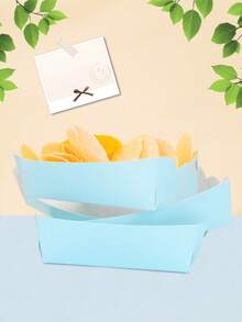 10 件/20 件/50 件浅蓝色零食纸盘小吃托盘食物船盘子法式热狗玉米饼爆米花适用于野餐派对婚礼摊位用品生日宝贝派对性别揭晓婚礼茶会装饰品 - 藍色 - 查看 5