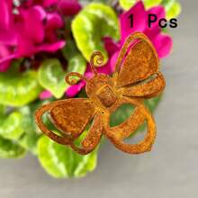 1PC/2pcs/5pcs 生锈金属蜜蜂植物桩 - 乡村庭院装饰雕塑 - 艺术金属花园装饰 - 金属工艺品适用于盆栽装饰 - 户外金属花园装饰