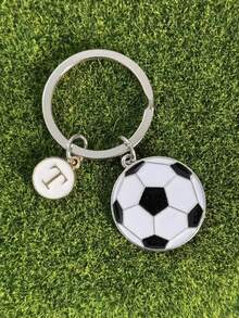 1 个足球形钥匙扣，合金材质，油滴效果，初始设计，是送给朋友、男朋友、篮球俱乐部活动、体育活动、情人节、汽车配件、包包挂件、学校用品的理想礼物