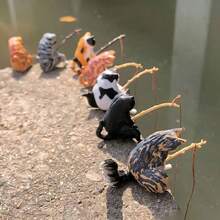 5/1pc Charming Cat PVC Miniature Cartoon Cat Figurines ,Aquarium Decor Resin Statues For Fish Tank Fairy Garden Landscape ,Home Decor Mini Cat Ornaments,Nice Gift For Birhday,Random Color,Fishing Cat Figuriens - Multicolor - View 5