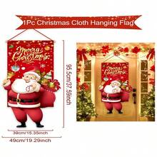 1 pieza/260 piezas Banderines colgantes con tema navideño, diseño de Papá Noel sosteniendo una campana, banderines de poliéster colgantes para decoración navideña en interiores/exteriores, sala de estar, restaurante, decoración para ambiente de fiesta