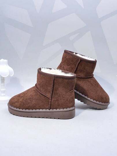 Herbst/Winter Kinder Schneestiefel, mittel-große Kinderschuhe, Plüsch Dicksohlen Jungen Warme Stiefel, Kleinkind Kurze Stiefeletten