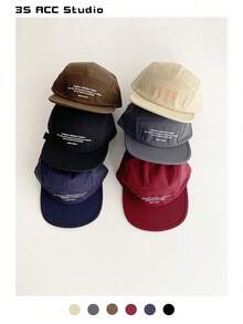 1pc Soft Crown Hip Hop Street Flat Brim Hat, Women's Spring/Summer Small Letter Fashion Versatile 5-Panel Cap, Adjustable Large Head Circumference, Simple Short Brim Hat, Outdoor Skateboard Street Dance Snapback Cap, Skater Hippie Chicks Style - Multicolor - View 2