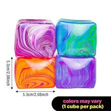 1/4个精致立方体Taba挤压感官玩具，超强挤压感 - 独特漩涡色彩混合 - 颜色随机 - 水晶袋挤压玩具，适合上班族缓解压力，生日和毕业的完美礼物，可爱挤压玩具PVC材质，手指玩具，缓解焦虑和放松，减压玩具，礼盒填充物，篮子填充物，派对礼物，生日礼物 - 彩色 - 查看 5