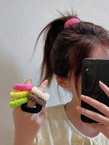 36pcs/Set Colorful Pleated Hair Scrunchies, From Bright To Soft Shades, Unique Pleated Design Adds Fashion And Layering - Suitable For Girls And Women, Can Easily Manage Hairstyles Like Ponytail, Bun, Braid, Adding Vibrant Colors To Meet Various Styling Needs Holiday Accessories - Multicolor - View 4