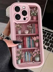1pc Soft TPU Shockproof Book Design Phone Case Compatible With IPhone 7 Plus/8 Plus/16/16 Plus/16 Pro/16 Pro Max/XR/XS Max/11/11 Pro/11 Pro Max/12/12 Pro/12 Pro Max/13/13 Pro/13 Pro Max/14/14 Pro/14 Plus/14 Pro Max/15/15 Pro/15 Plus/15 Pro Max, Pink, Fashionable/Elegant/Cute/