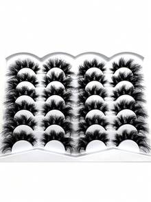 New 12 Pairs 3D Faux Mink Lashes Natural Thick Dramatic Fluffy Extended Eyelashes Wispy Lashes Natural Look 3D False Eyelashes D Curl Russian Strip Lashes Full False Eyelashes Travel Essentials Makeup Tools - Black - View 7