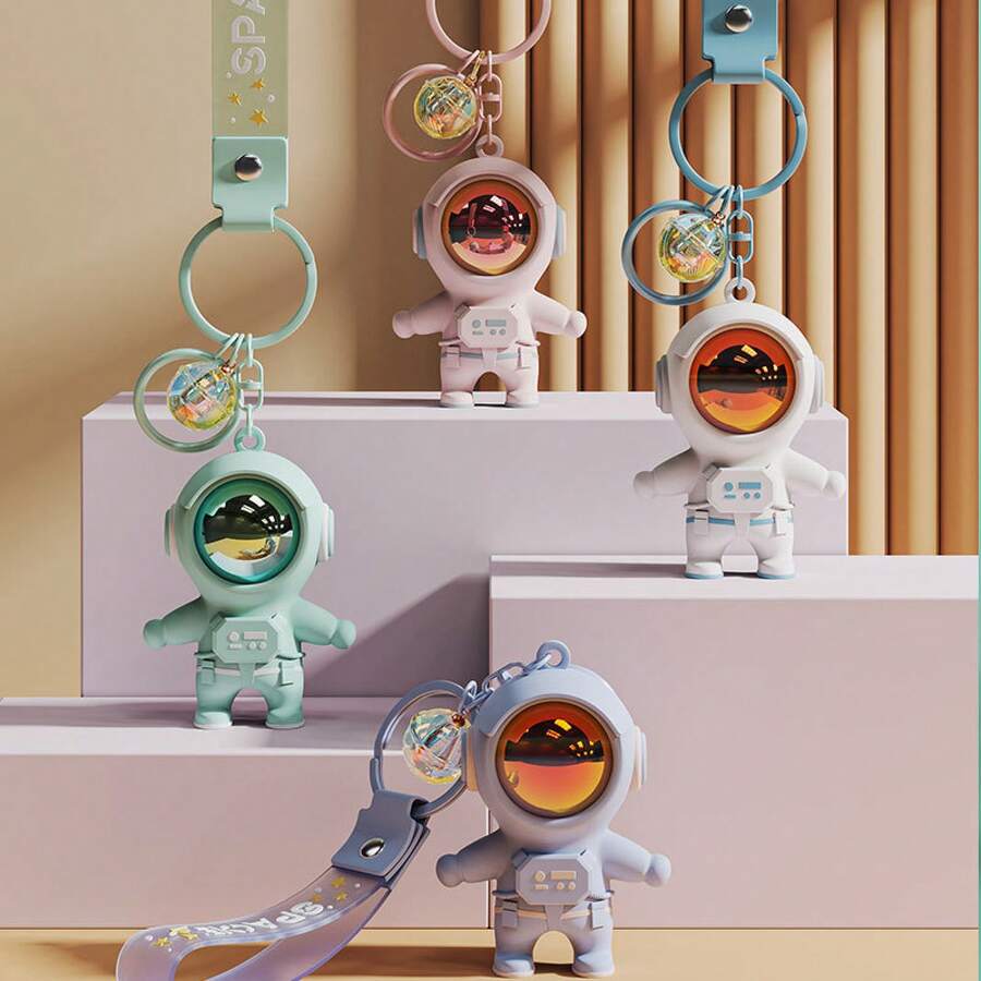 Car Keychain - Enfeite de luminária de pôr do sol de astronauta - rosa - Ver 1