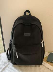 Solid Color High-Capacity High School Students Must Have Ins Style Computer Backpack Back To School Backpack Wide Shoulder Strap Design 15-Inch Computer Layered Storage Bag Neutral Wind Campus Backpack Travel Backpack. Travel Essentials For Holiday Vacation Duffle Bag Luggage Suitcase Travel Bag For Women