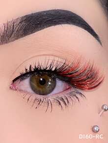 1 Pair Shiny Ombre Faux Mink Eyelashes, Shiny Natural Long And Fluffy, Suitable For Party, Makeup, Cosplay And Other Occasions - Multicolor - View 11