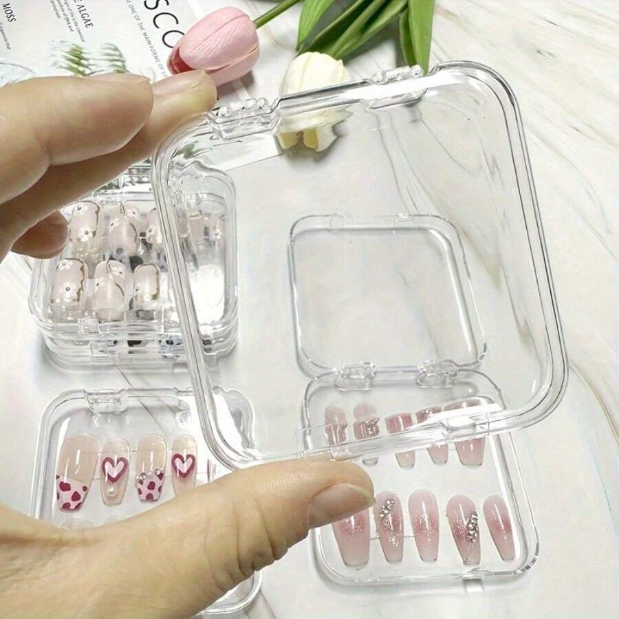 Transparent Nail Art Box Small Nail Piece Storage Box Packaging Box ...