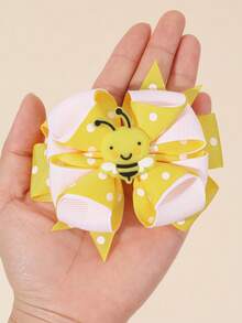 2pcs Yellow Bee Hair Clips, Flower Bow Hair Clips, Cute Fabric Hair Clips For Teens And Girls - Yellow - View 5