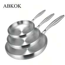 ABKOK Premium 3-Layer Stainless Steel Anti-Stick Frying Pan - Thick Honeycomb Design, Rapid Heat Induction & Gas Stove Compatible, Ideal For Eggs & Steaks, Dishwasher Friendly For Home & Restaurant Use