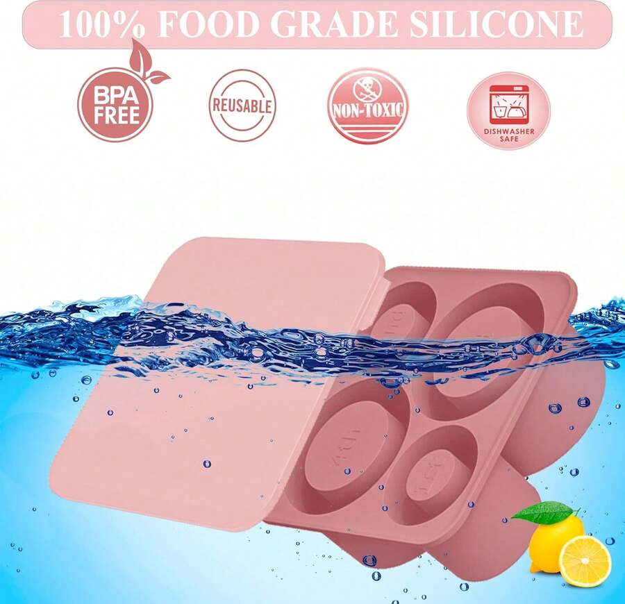 4-In-1 Silicone Ice Cube Tray – Multi-Size Ice Mold For Every Drink – Easy-Release, No-Spill Design – Keeps Drinks Cold Longer – & Durable – Pink,7798478 - 粉色 - 查看 1