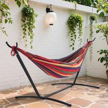 Heavy Duty Double Hammock With Stand - 450lbs Capacity Space Saving Steel Frame, Portable Indoor/Outdoor Hanging Bed With Carrying Bag, Easy Assembly For Patio, Garden & Camping - Đỏ - Xem 10
