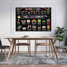 1 幅互动情绪调节帆布墙画，色彩鲜艳的平静策略装饰，带有语音发音，有趣的插图，适合教室和家庭使用，非常适合教师和家长，教育工具，无框架