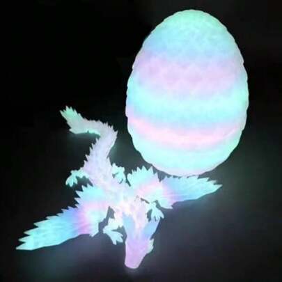 1 szt. 2025 Nowy, drukowany w 3D, świecący w ciemności kryształowy smok ze skrzydłami, realistyczne ruchome stawy, dekoracja biurka w stylu gradientu, zabawka dla chłopców, wykwintny prezent urodzinowy, upominek na imprezę świąteczną