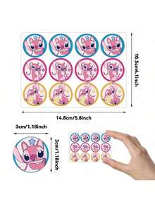 Disney 12Sets  Officially Licensed Stitch One Piece Invitation Card Envelope Postcard With Stickers Cartoon Cute Macaroon Style Wedding Anniversary Halloween Christmas Party Supplies Decorations Good Gift For Family Friends - Style 1 - View 8