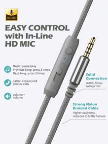 1 Casque Filaire Avec Microphone Et Contrôle Du Volume Pliable Léger, Casque Filaire Réglable