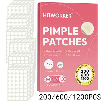 200/600/1200 piezas Parche hidrocoloidal - Parches invisibles para el acné, absorvible no seco, sin fragancia y sin alcohol, adecuado para todo tipo de piel beige claro, unisex, diseño amigable con la piel, pegajosidad suave, cuidado diario de la Piel