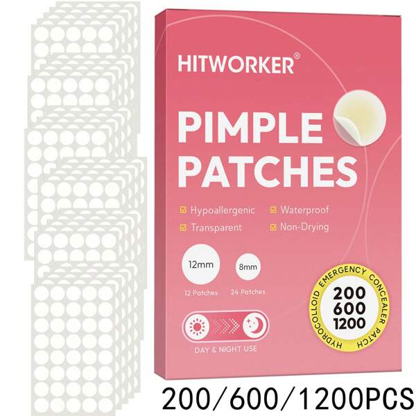 200/600/1200PCS Hydrocolloid Patch - Invisible Acne Patch, Non-Dry Absorbent, Fragrance Free And Alcohol-Free, Suitable For All Light Beige Skin Types, Unisex, Skin-Friendly Design, Gentle Stickiness, Daily Skincare