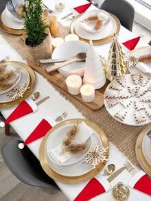 10pcs Mini Christmas Santa Cute Hats Silverware Holders - Xmas Party Dinner Table Dinnerware Decorations Supplies Flatware Decor