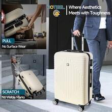 tooluck 5 Piece Luggage Sets ABS+PC Hard Shell Suitcases Travel Packing Box With Wheels TSA Aproved Lock And Carry On Bags Wash Bag Travel Suit Case Set For Men And Women,Beige - 米色 - 查看 3