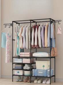 1 件多功能落地衣柜、衣帽架、搁架、鞋架，坚固、时尚、易于组装和拆卸、便携，适用于卧室、客厅、办公室、书房、节日礼物、圣诞礼物、儿童礼物