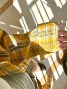 女士秋冬新品畅销休闲复古舒适棉质格子长袖外套