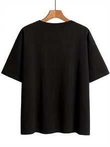 Horse Print Short-Sleeve Round Neck T-Shirt Unisex Short Sleeve Graphic Tee Casual Crewneck T-Shirt - Black - View 2