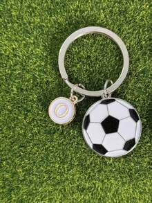 1 个足球形钥匙扣，合金材质，油滴效果，初始设计，是送给朋友、男朋友、篮球俱乐部活动、体育活动、情人节、汽车配件、包包挂件、学校用品的理想礼物