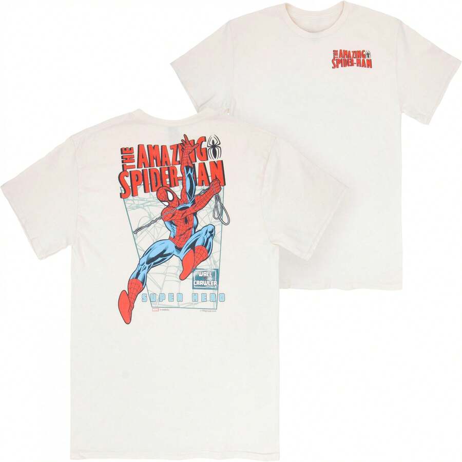 SPIDERMAN Swinging From The Pages Front And Back Print T-Shirt - Màu be - Xem 1