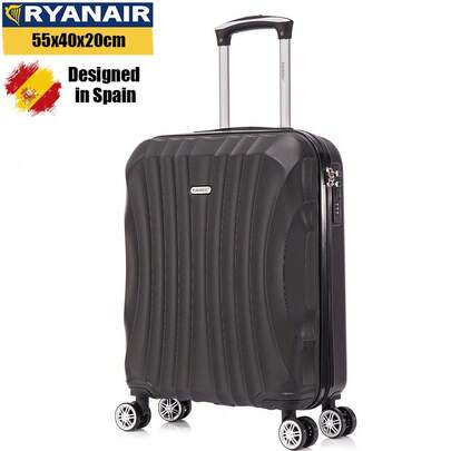 Valise de cabine en ABS 55x40x20cm (44L) - Petites valises de voyage légères de 20 pouces - Turquoise/Argent/Marine/Jaune/Or rose/Rouge/Violet/Noir/Menthe/Vert