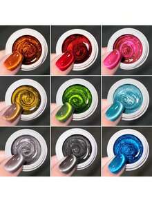 MORDDA 9 colores 5g Nuevo gel de uñas magnético semi-permanente de ojos de gato reflectante popular Contiene imanes para salón de uñas DIY de UV LED de larga duración para el salón de uñas
