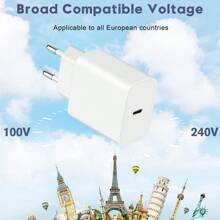 Kit de carga rápida de 30W UE: Cargador de pared USB C + Cable USB C a Lightning de 3.3 pies/100 cm para transferencia de datos rápida, compatible con iPhone 14/13/12/11/XR/XS/XS Max