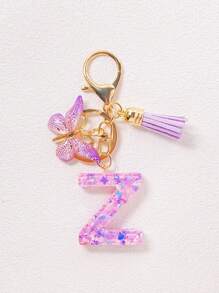 Alphabet Initial Letter Keychain Cute Butterfly Key Chain Ring Purse Bag Backpack Charm Earbud Case Cover Accessories Women Girls Gift Car Accessories Goth Y2k
