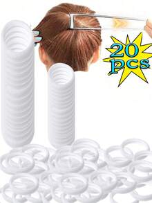 50/100/200 件/套时尚简约白色基本款 2 厘米/0.79 英寸简约纯色弹性头带，适合女士女孩休闲、马尾辫夹、发圈、发绳