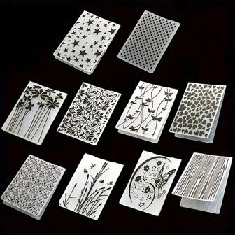 5/10pcs Embossed Folder Set - Plastic Crafts Template Without Electricity, Suitable For Scrapbooking, DIY Card Making, Album Cover Design