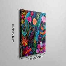 1 pieza Cuadro de pared de flores de acrílico colorido, impresión maximalista en lienzo, pinturas de flores tropicales, póster floral moderno y vibrante para decoración de dormitorio, sala de estar, dormitorio, granja, sin marco o enmarcado