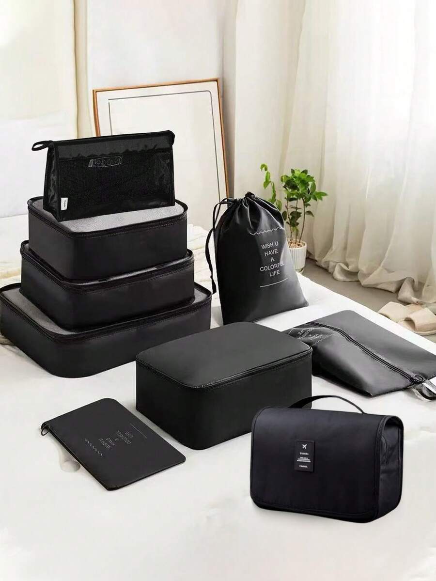 9/7 件旅行收纳袋，行李整理袋套装，配有洗漱包、洗衣包和鞋袋，适合男女，专为旅行者设计，配有化妆包和鞋袋，便携休闲，是存放衣服和鞋子的理想选择，也是打包行李的好帮手。 - 彩色 - 查看 1