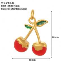 1 Pc Fashion Jewelry Compact Pendant Cherry Strawberry Mango Watermelon Stainless Steel Fruit DIY Women's Vacation Beach Accessories And Accessories