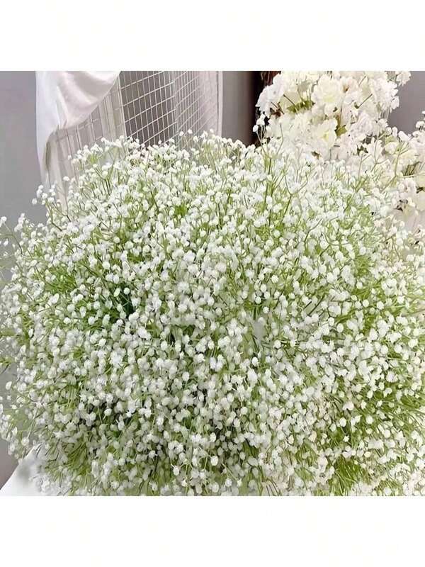 10/20 piezas Flores artificiales de Gypsophila blancas puras de tacto real - Adecuadas para bodas, novia, compromiso, arreglos florales para el hogar, decoración del Día de la Madre, decoración del hogar
