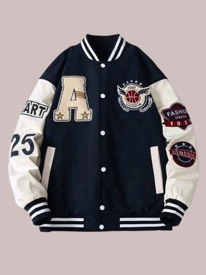 Chaqueta de béisbol de manga larga, chaqueta de hombre estilo coreano, que muestra un estilo deportivo juvenil.