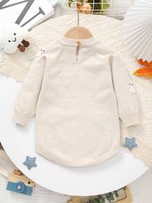Baby Girl Raglan Sleeve Bodysuit With 3D Sheep Decor - Beige - View 9